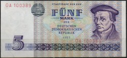 D - 235 -  Külföldi bankjegyek:  NDK 1975 5 márka