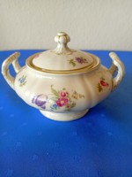 Selb Bavarian porcelain with flower-decorated sugar bowl lid.