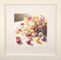 In the embrace of tulips - silk wall picture
