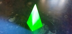 Uranium glass pyramid paperweight display case