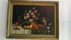 Large imposing still life with gilded frame