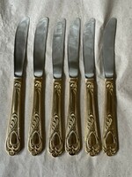 New !!! 6 gilded cutlery knives stainless steel blade 22cm !!!
