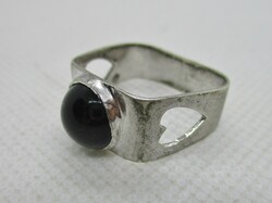 Beautiful old art deco onyx stone silver ring