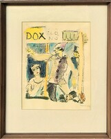 Márffy ödön (1878 - 1959) exclaiming watercolor colored lithograph with original guarantee!