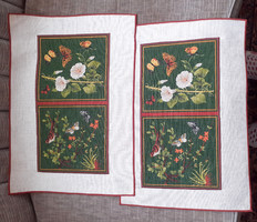 2 Pcs. New, beautiful applique painted linen tablecloth.