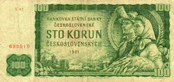D - 282 -  Külföldi bankjegyek:  Csehszlovák  1981  100 korona