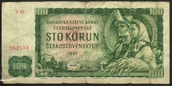 D - 250 -  Külföldi bankjegyek:  Csehszlovákia 1961  100 korona