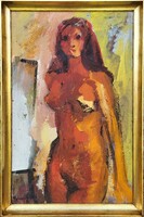 105x70cm !! Árpád Bényi (1931 - 2006) Nude Oil Painting from Képcsarnok with Original Guarantee!
