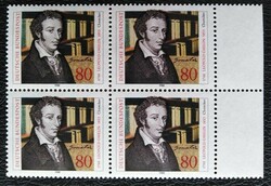 N1377nsz / Németország 1988 Leopold Gmelin vegyész bélyeg postatiszta ívszéli négyestömb