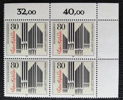 N1323ns / Németország 1987 Dietrich Buxtehude zeneszerző bélyeg postatiszta ívsarki négyestömb