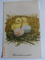 Old graphic Easter greeting card, drawing of barley grouse