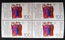 N1424n / Németország 1989 Kilian, Kolonat és Totnan apostol bélyeg postatiszta négyestömb