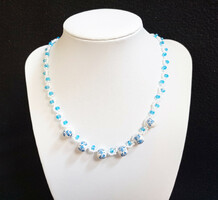 Blue and white pearl necklace