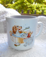 Zsolnay mug with fairy tale pattern (dogs) 2.5 dl - 3 dl