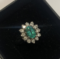 Margaret gold ring with 0.30 Ct diamonds and emeralds. With certificate