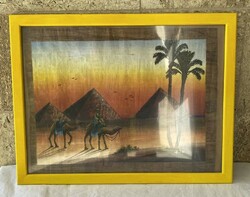 Piramisok egyiptomi papirusz bekeretezve
