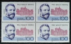 N1536n / 1991 Németország Paul Wallot építész bélyeg postatiszta négyestömb