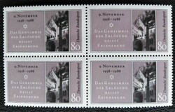 N1389n / Németország 1988 A Kristályéjszaka 50. évfordulója bélyeg postatiszta négyestömb