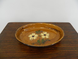 Antique floral ceramic serving bowl / centerpiece