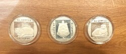3 db 200 Forint 1985 Ha kedves az élete vadvédelem sor (Vadmacska, Vidra, Mocsári teknős) ezüstérme