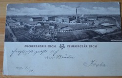 1917.- Ercsi - képeslap -czukorgyár - futott