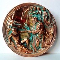 Adám teremtése, nagyméretű Olasz bronz plakett,relief