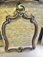 Vintage retro walnut hand carved mirror frame