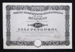 Marcali savings bank joint stock company share 100 pengő 1927