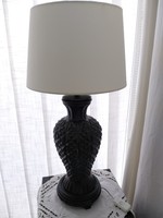 Fantastic black bulbous glass lamp with a white shade