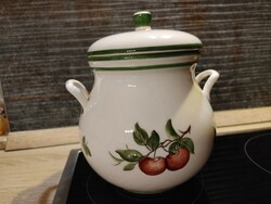 Handpainter Halfi cherry ceramic jar with lid