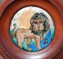 Fire enamel image - lion - marked
