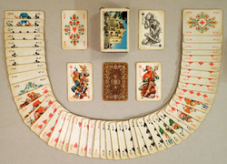 RITKASÁG! Régi antik NÉMET népi FOLKLÓR ROKOKO francia kártya játék pakli virágos franciakártya