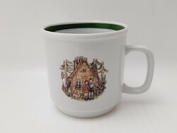 Very rare Kahla message-themed mug, 2 stories on one mug, Jancsi and Juliska, snow white