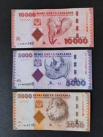 Tanzania 10,000 + 5,000 + 2,000 Shilling series 2015, f+-vf+-ef+