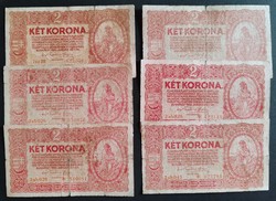 6 x 2 Korona 1920, G-VG