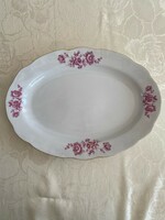 Rózsaszín virágos, nagy tál, tányér arany szedéllyel /Porcelán/