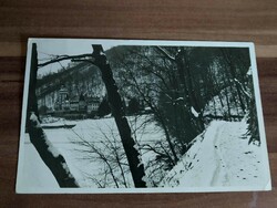 Old postcard, photo sheet, Lillafüred, the frozen lakeside detail, stamped 1931