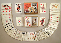 Régi retró vintage jelzett LIPICAI LOVAS Piatnik francia kártya játék DUPLA pakli franciakártya