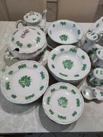 Zsolnay 55-piece dinner set with tea and coffee set, green grape pattern, brand new
