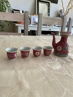 Pink porcelain set /small glasses and spout/
