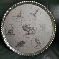 Aluminum tray with hunting motif