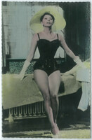 1961 - Sophia Loren French film star. Original paper image. Old photo. Colored photo sheet, old postcard