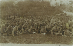 1915 - First World War k.U.K., camping at their station m. Out. Soldiers of the 12th Honvéd Infantry Regiment. Wish