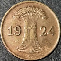 Germany 1 reichspfennig, 1924 mintmark 