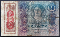 50 Korona 1914, f+, d.Ö. With overprinting