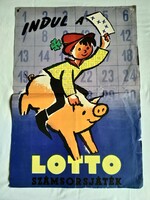 Eredeti Macskássy János plakát: "Indul a LOTTÓ számsorsjáték" - 1957
