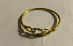 Silver little finger ring inlaid with gold