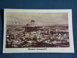 Képeslap,Postcard, Esztergom, városi látkép részlet,madártávlat, 1954