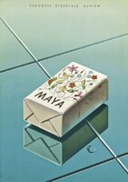 Vintage pipere szappan reklám plakát reprint nyomat, Maya fürdőszoba dekoráció falikép türkiz csempe