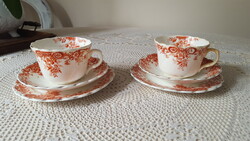 Antik,angol porcelán reggeliző,teázó trió 2 db.